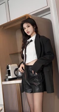 纤纤细腿,魔鬼般身材,抚媚动人女生高跟袜装线条感室内写真照