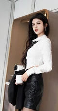纤纤细腿,魔鬼般身材,抚媚动人女生高跟袜装线条感室内写真照