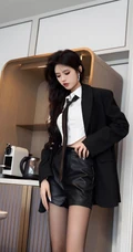 纤纤细腿,魔鬼般身材,抚媚动人女生高跟袜装线条感室内写真照