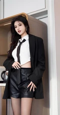 纤纤细腿,魔鬼般身材,抚媚动人女生高跟袜装线条感室内写真照