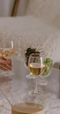 一个人在家喝着白葡萄酒的外国漂亮金发少女模特好看室内美照