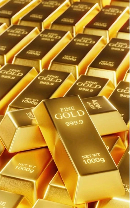 金光灿灿，码放整齐的金条，千足金，黄金手机壁纸图片