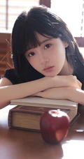 享受冬日温暖阳光的清纯齐刘海长发少女居家写真美照