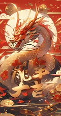 龙年大吉文字手机壁纸，惟妙惟肖的2024龙年大吉节日手机壁纸图片