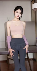 健身房锻炼的气质女生网红模特紧身运动衣鲨鱼裤穿着显完美身段写真套图