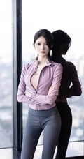 健身房锻炼的气质女生网红模特紧身运动衣鲨鱼裤穿着显完美身段写真套图