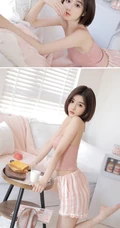 最喜欢女生的短短秀发，身段苗条气质的短发短裤高颜值女生室内写真美照