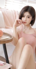 最喜欢女生的短短秀发，身段苗条气质的短发短裤高颜值女生室内写真美照