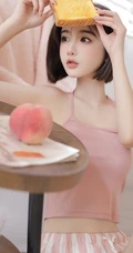 最喜欢女生的短短秀发，身段苗条气质的短发短裤高颜值女生室内写真美照