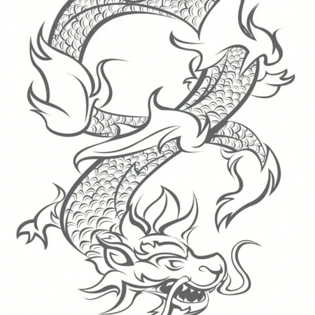创意龙行，龙纹简笔画竖屏图片，龙的简笔画有趣好看绘画图片