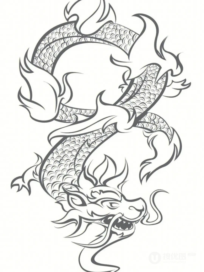 创意龙行，龙纹简笔画竖屏图片，龙的简笔画有趣好看绘画图片