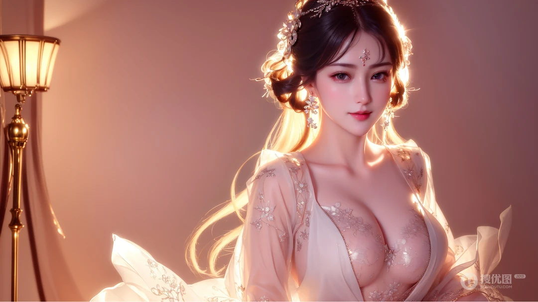 古装美艳AI美女，性感丰满AI美女创意人物特写壁纸