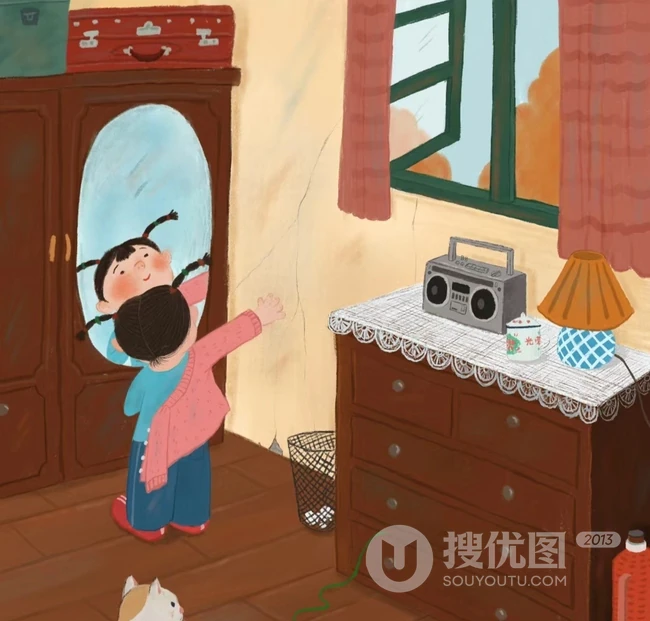 温馨的画面，温暖的回忆，8090后童年回忆可爱写实插画背景图片 第2张