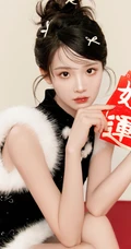 小姐姐给你拜年啦，手拿新年红包，灯笼，对联，糖葫芦的可爱女生新年写真套图