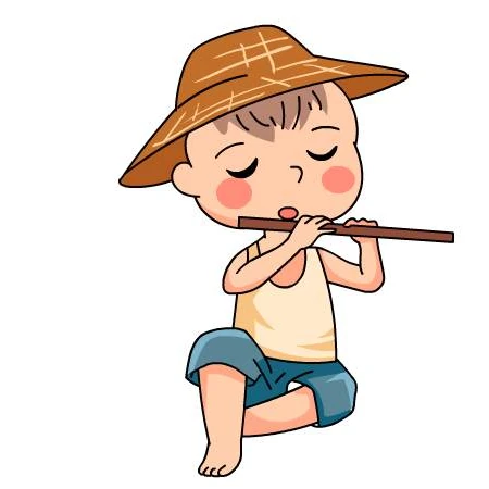 吹笛子的可爱牧童，小男孩简笔画及画法图片