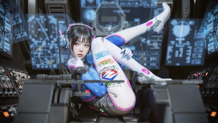 游戏室里，抱着双腿，戴着耳机，靠坐在椅子上的紧身衣美少女高清桌面壁纸