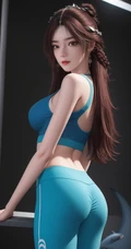 国漫气质女生叶倾仙，完美世界叶倾仙紧身运动家居服短裤气质AI美图