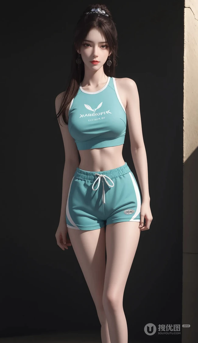 国漫气质女生叶倾仙，完美世界叶倾仙紧身运动家居服短裤气质AI美图