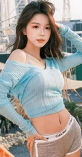超会摆poss拍照，镜头感十足的活泼开朗女生气质短裤尽显有料身材曲线写真
