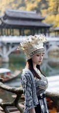 苗族服饰女生，气质网红女生民族风服饰穿搭别有一番风姿写真套图
