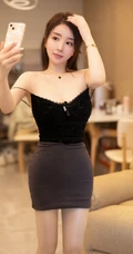 气质网红女生模特雨儿酱紧身粉色上衣包臀裙居家沙发写真美照