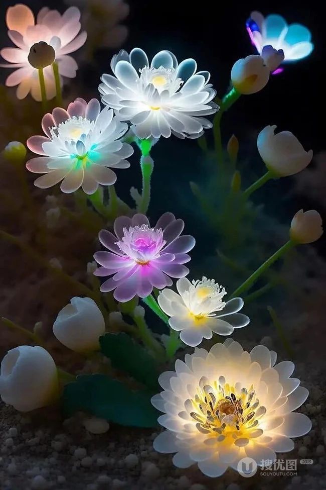 如水晶般让人陶醉的幸运七色花唯美梦幻图片