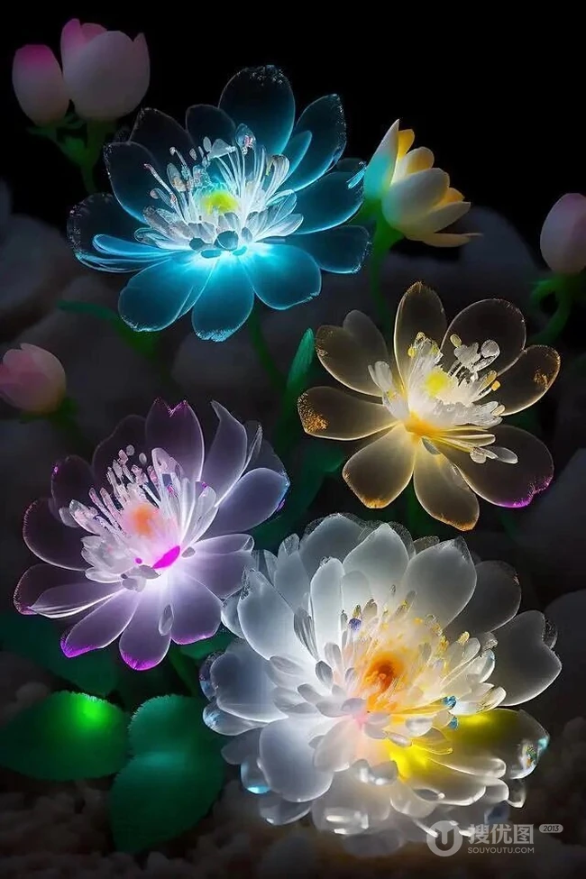 如水晶般让人陶醉的幸运七色花唯美梦幻图片