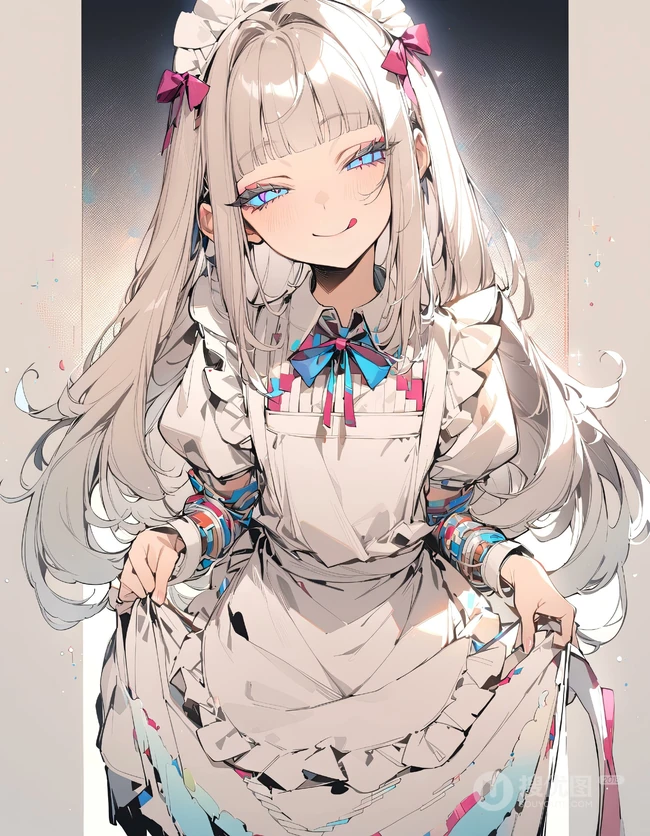 不一样的眼神看着你哦！女仆装AI动漫少女图集