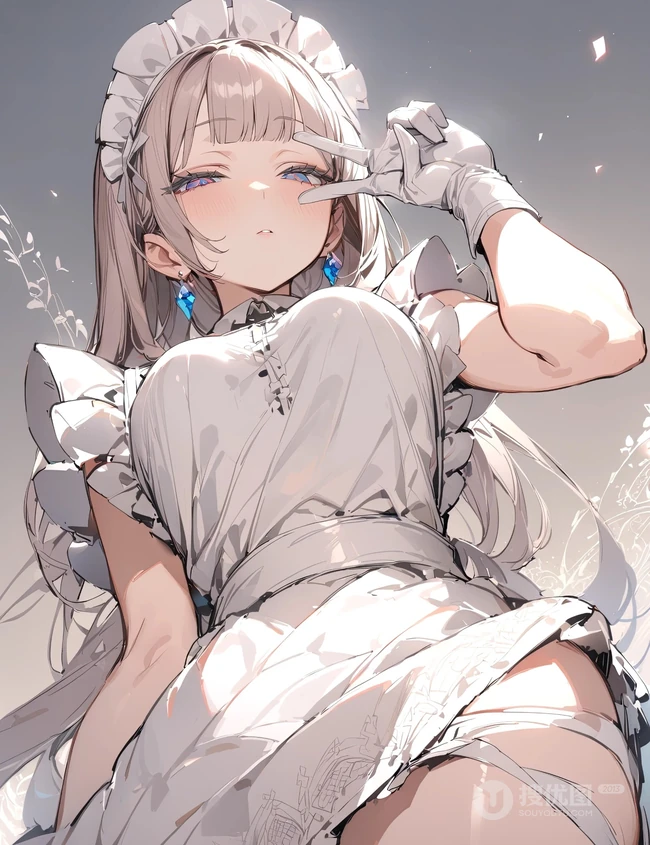 不一样的眼神看着你哦！女仆装AI动漫少女图集