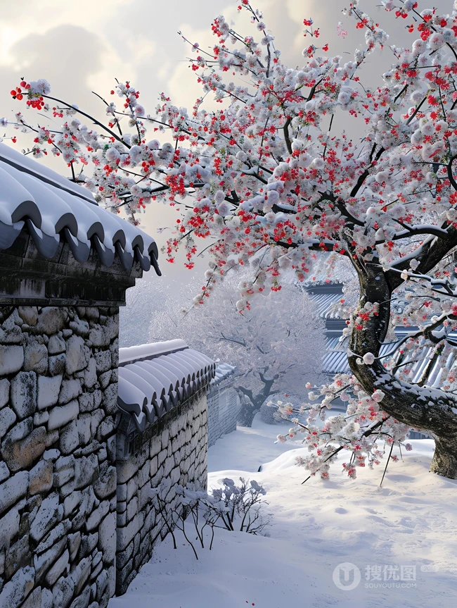 梅花香自苦寒来，冰天雪地，盛开的梅花美图，大雪也遮不住梅花的美啊！
