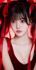 高颜值美女小姐姐红色穿搭很有新年气氛哦！