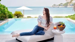 刘亦菲壁纸，美女刘亦菲旅拍度假加多套不同服饰穿搭写真壁纸套图