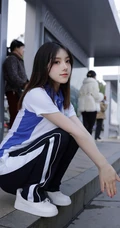 网红女生模特儿豆瓣酱身着学妹制服公交车场景拍摄丰腴身材别样风情写真图集