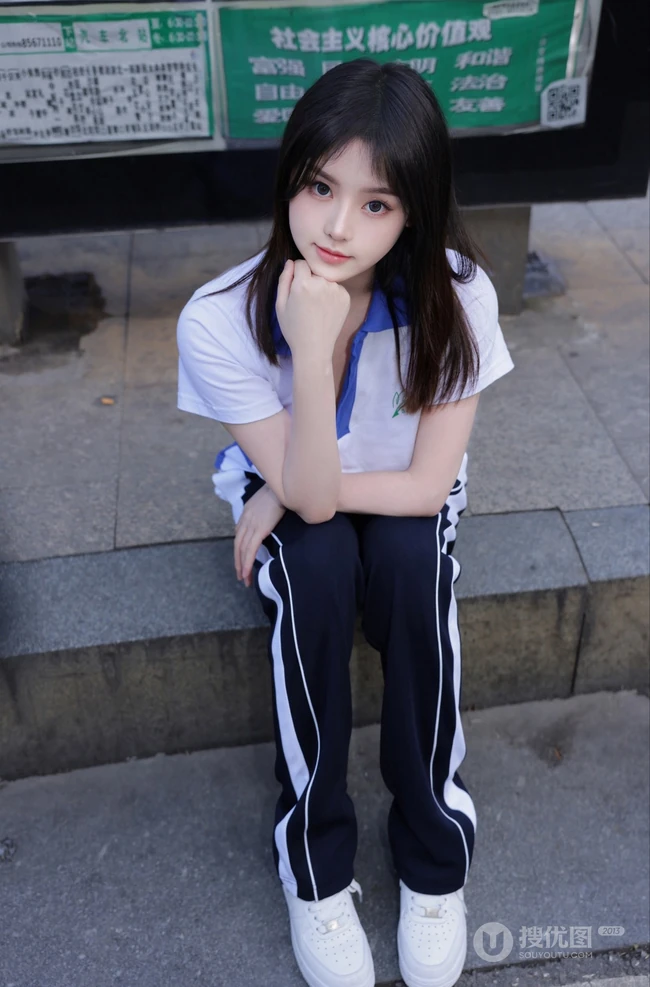 网红女生模特儿豆瓣酱身着学妹制服公交车场景拍摄丰腴身材别样风情写真图集