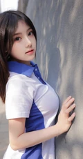 网红女生模特儿豆瓣酱身着学妹制服公交车场景拍摄丰腴身材别样风情写真图集