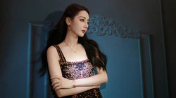 迪丽热巴壁纸，美女迪丽热巴超美吊带刺绣长裙穿搭写真壁纸套图