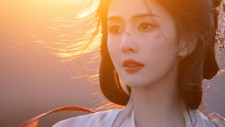 白鹿壁纸，白鹿一袭古装白裙加脸上受伤的妆容我见犹怜超美户外写真壁纸套图