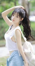 一起打球吗，清新靓丽的学生妹少女简单马尾辫发型加背心牛仔短裤户外球场写真图集