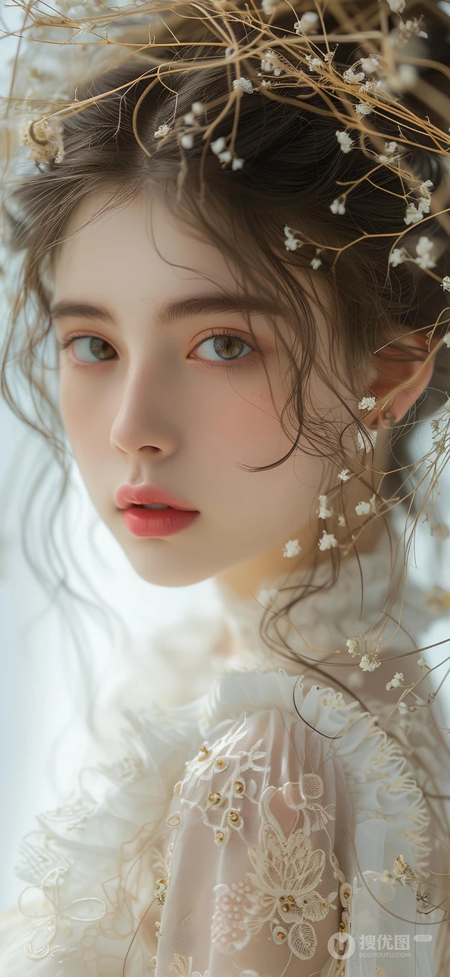 完美无暇，面容精致， 超美古风古装AI动漫美女高清手机壁纸图片