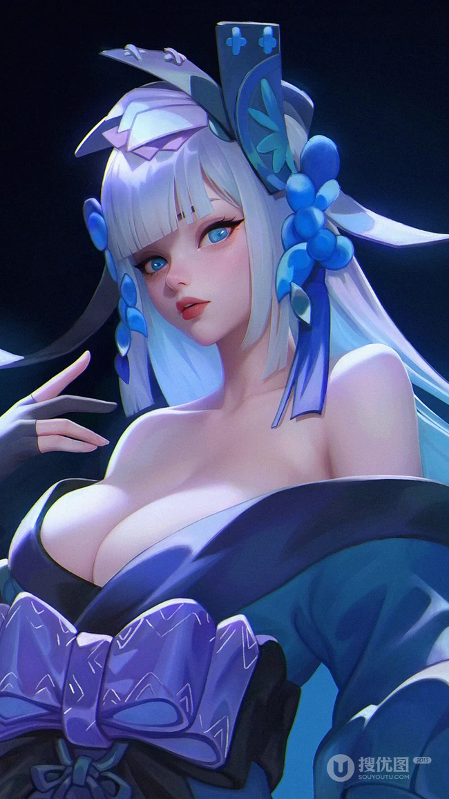 超级大胸丰满AI动漫美女好看手机壁纸图片