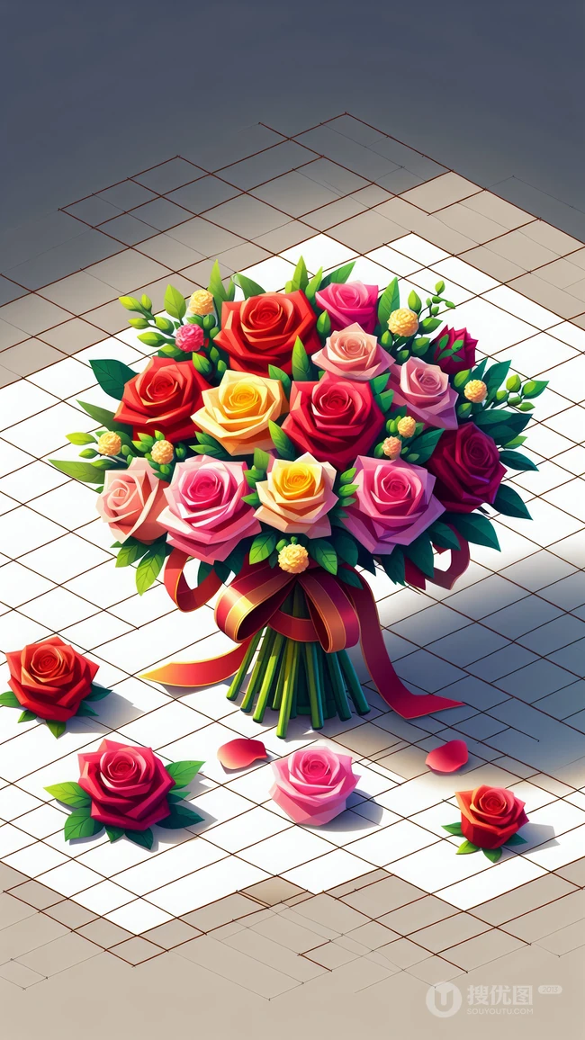 一束美丽的玫瑰花创意设计美图手机壁纸图片