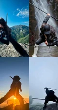 当代年轻人爬山的拍照姿势，怎样拍出又酷又飒又好看的爬山拍照姿势摄影图集