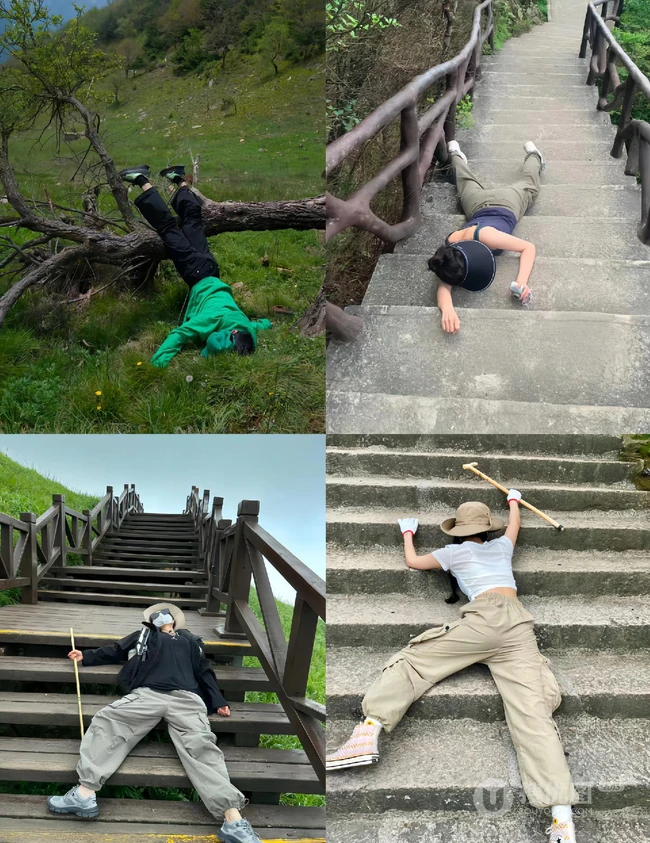 当代年轻人爬山的拍照姿势，怎样拍出又酷又飒又好看的爬山拍照姿势摄影图集