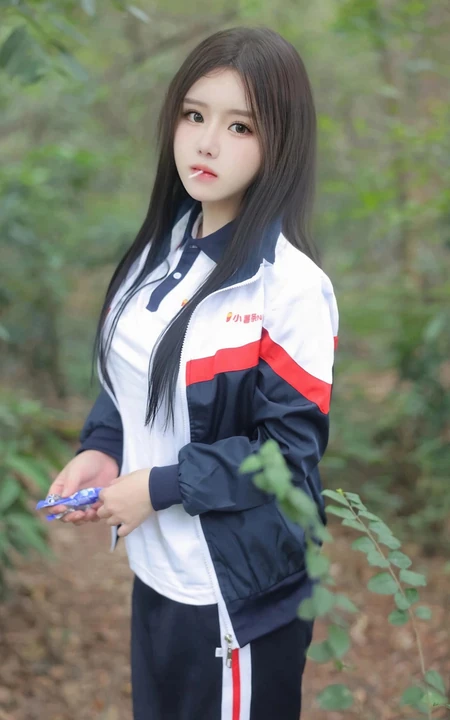 登山的学生制服女生，戴着眼睛的学生妹子爬山可爱写真套图美照