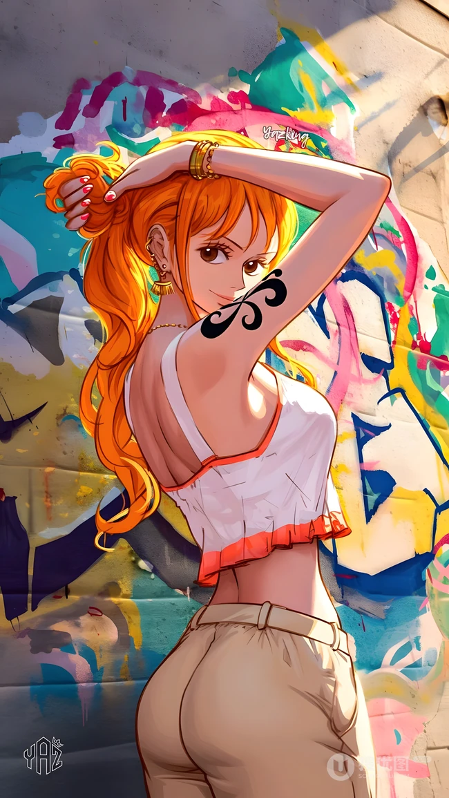 海贼王娜美街头涂鸦风同人插画