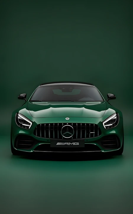 墨绿色奔驰AMG GT正脸轿跑外观展示