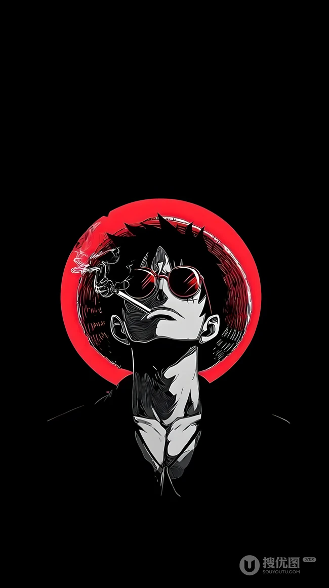 海贼王路飞暗黑风同人插画