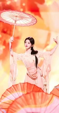 鞠婧祎古风枫叶蕾丝连衣裙舞台写真合集