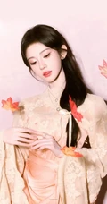 鞠婧祎古风枫叶蕾丝连衣裙舞台写真合集