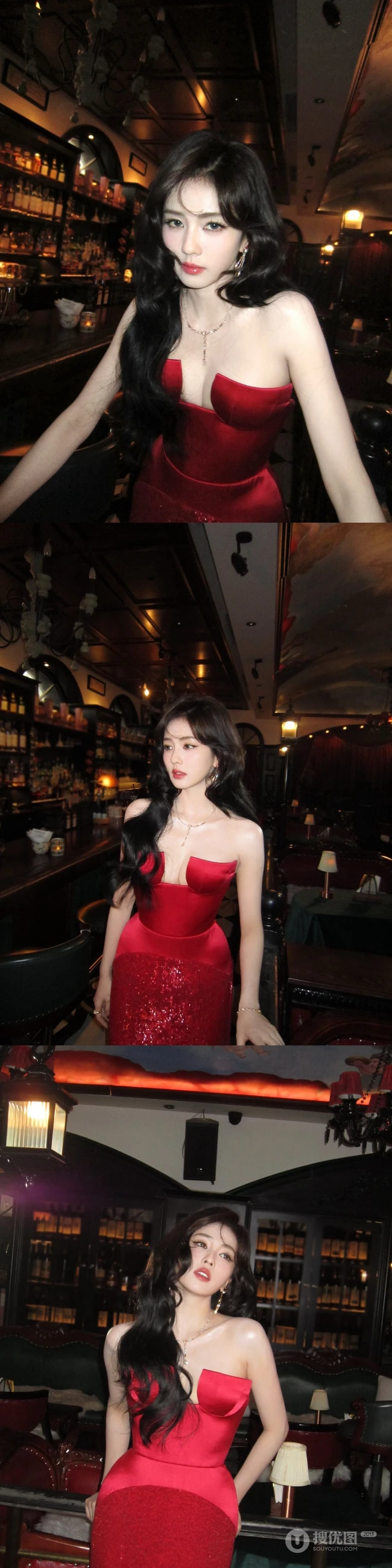 女明星白鹿复古酒吧氛围感写真系列组图